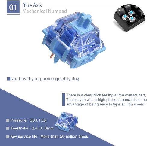 لوحة أرقام، لوحة مفاتيح رقمية سلكية ميكانيكية USB من KcBlue (مفاتيح زرقاء) مع 22 لوحة أرقام لأجهزة الكمبيوتر المحمول والكمبيوتر المكتبي، KC-K30 in Kuwait