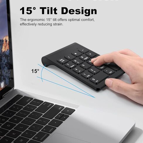 مجموعة لوحة مفاتيح وماوس رقمية لاسلكية من TRELC، لوحة أرقام صغيرة 2.4G 18 مفتاحًا مع ماوس صامت، ملحقات لوحة المفاتيح Numpad لإدخال بيانات المحاسبة المالية لأجهزة الكمبيوتر المحمول والكمبيوتر الشخصي وسطح المكتب والكمبيوتر المحمول (أسود) in Kuwait