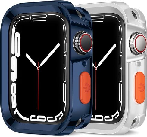 Amizee 2 Pack Rugged Case Compatible with Apple Watch Case Series 9/8/7 45mm Series 6/SE/5/4 44mm, Soft TPU Shockproof Bumper Drop Proof Protective Cover for iWatch (Plating Blue/Clear) in Saudi Arabia