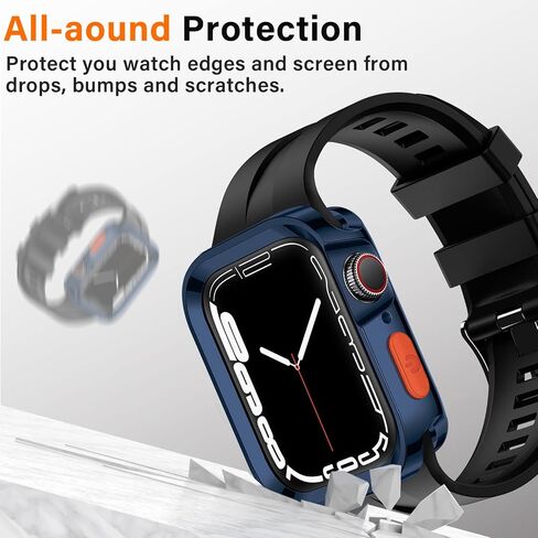 Amizee 2 Pack Rugged Case Compatible with Apple Watch Case Series 9/8/7 45mm Series 6/SE/5/4 44mm, Soft TPU Shockproof Bumper Drop Proof Protective Cover for iWatch (Plating Blue/Clear) in Saudi Arabia