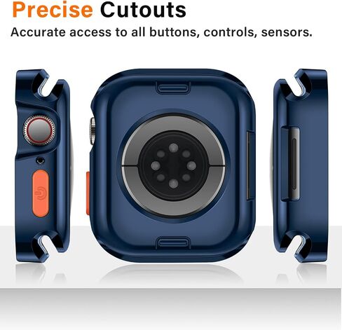 Amizee 2 Pack Rugged Case Compatible with Apple Watch Case Series 9/8/7 45mm Series 6/SE/5/4 44mm, Soft TPU Shockproof Bumper Drop Proof Protective Cover for iWatch (Plating Blue/Clear) in Saudi Arabia