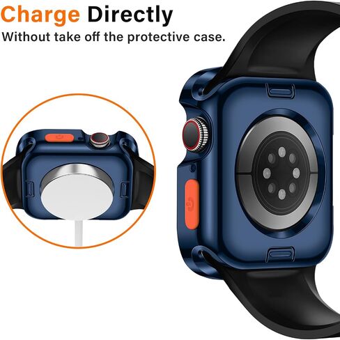Amizee 2 Pack Rugged Case Compatible with Apple Watch Case Series 9/8/7 45mm Series 6/SE/5/4 44mm, Soft TPU Shockproof Bumper Drop Proof Protective Cover for iWatch (Plating Blue/Clear) in Saudi Arabia