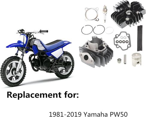 Engine Head Cylinder Gasket Piston Ring Top End Rebuild Kit Replacement for Yamaha PW50 Y-Zinger 1981-2019 QT50 1979-1987 4J2-11311-01-00 in Saudi Arabia