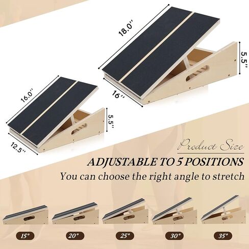 Professional Calf Stretcher Slant Board Adjustable Wooden Calf Stretcher with Non Slip Surface 5 Positions Incline Board for Exercise Stretching Squat 250 Lbs Weight Capacity in Kuwait
