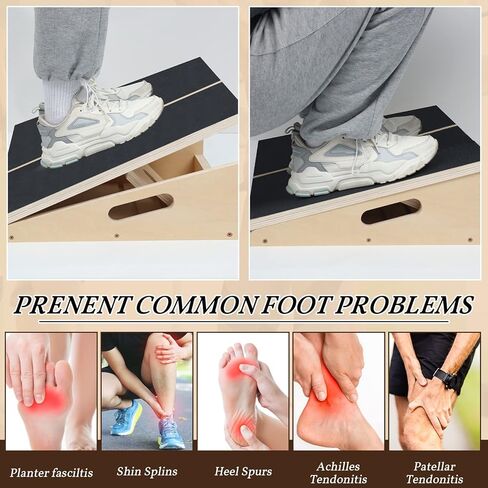Professional Calf Stretcher Slant Board Adjustable Wooden Calf Stretcher with Non Slip Surface 5 Positions Incline Board for Exercise Stretching Squat 250 Lbs Weight Capacity in Kuwait