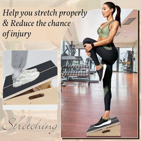 Professional Calf Stretcher Slant Board Adjustable Wooden Calf Stretcher with Non Slip Surface 5 Positions Incline Board for Exercise Stretching Squat 250 Lbs Weight Capacity in Kuwait