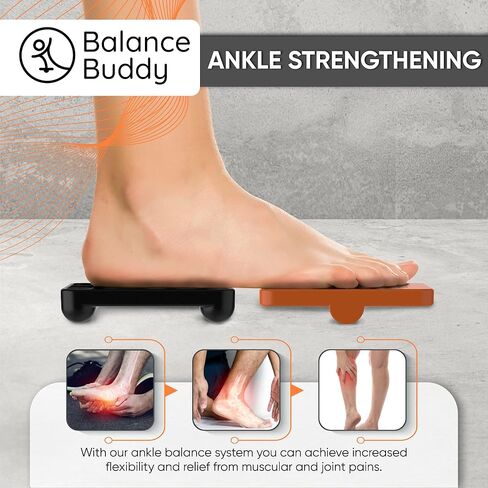 ألواح توازن الكاحل من Balance Buddy | لوح التوازن لإصابات الكاحل الملتوية، التمارين، العلاج، الحركة، التهاب اللفافة الأخمصية، مقوي، نقالة، مصحح الوضعية | 30+ كتاب تجريب متضمن in Kuwait