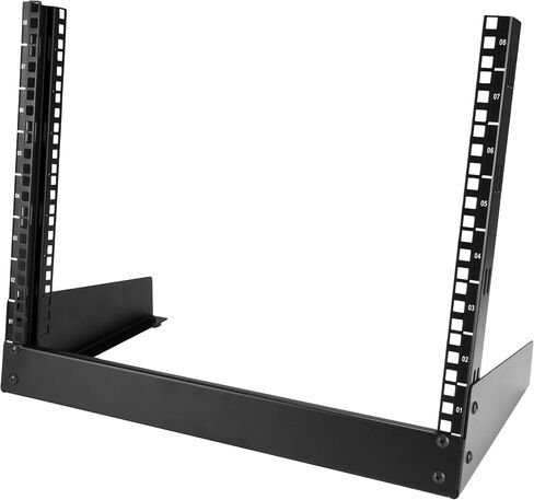 StarTech 8U 2-Post Desktop Open-Frame Server Rack, 19in, 110lb (RK8OD) | Compact free-standing rack for home or office, 16.1in high, Computer rack, M5 cage nuts and screws in Kuwait