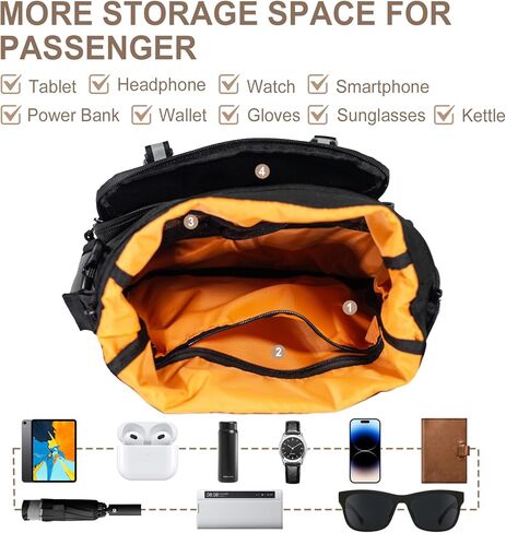 حقيبة دراجة نارية قابلة للتوسيع، حقيبة مقود دراجة نارية عالمية، حقيبة أدوات مقاومة للماء بعلم أمريكي 1680D وحقيبة شوكة وحقيبة سيسي بار للدراجات النارية كروزر سوفتيل سبورتسترز الدراجة الترابية باللون الأسود in Kuwait