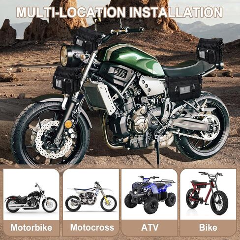 حقيبة دراجة نارية قابلة للتوسيع، حقيبة مقود دراجة نارية عالمية، حقيبة أدوات مقاومة للماء بعلم أمريكي 1680D وحقيبة شوكة وحقيبة سيسي بار للدراجات النارية كروزر سوفتيل سبورتسترز الدراجة الترابية باللون الأسود in Kuwait