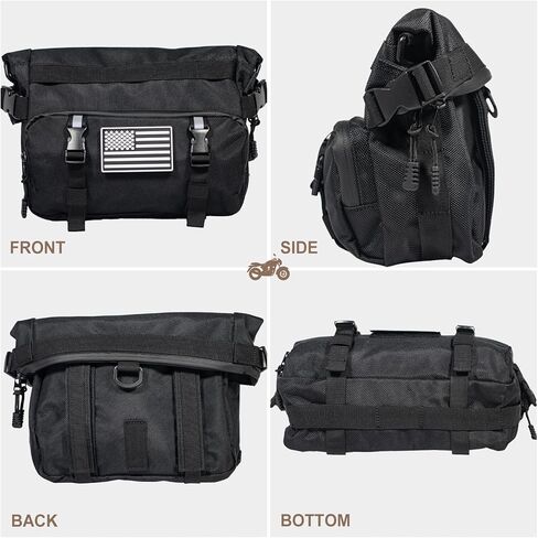 حقيبة دراجة نارية قابلة للتوسيع، حقيبة مقود دراجة نارية عالمية، حقيبة أدوات مقاومة للماء بعلم أمريكي 1680D وحقيبة شوكة وحقيبة سيسي بار للدراجات النارية كروزر سوفتيل سبورتسترز الدراجة الترابية باللون الأسود in Kuwait