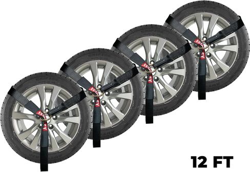 Vehiclex 2" x 10' O-Ring Tie Down Straps - 4 Lasso Straps - Ideal Tire Tie Down Straps Over The Wheel in Saudi Arabia