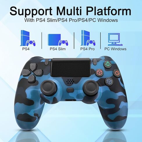 وحدة تحكم لاسلكية لجهاز PS4/Slim/Pro، مع عصا تحكم مزدوجة الاهتزاز للتحكم عن بعد باللون الأزرق المموه in Saudi Arabia
