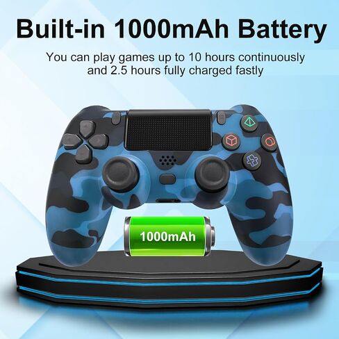وحدة تحكم لاسلكية لجهاز PS4/Slim/Pro، مع عصا تحكم مزدوجة الاهتزاز للتحكم عن بعد باللون الأزرق المموه in Saudi Arabia