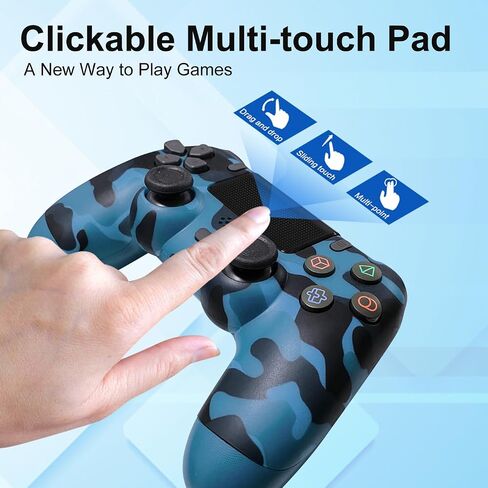 وحدة تحكم لاسلكية لجهاز PS4/Slim/Pro، مع عصا تحكم مزدوجة الاهتزاز للتحكم عن بعد باللون الأزرق المموه in Saudi Arabia
