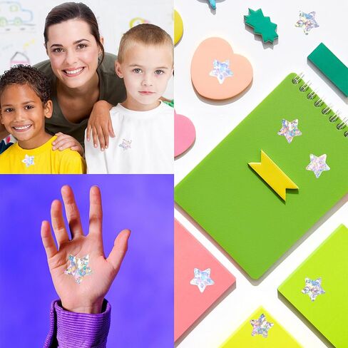 500 PCS Holographic Silvery Star Stickers, Self Adhesive Metallic Glitter Foil Stickers Reflective Star Stickers Reward Behavior Chart Labels for Kids Students Teachers Supplies (Each Measures 1") in Saudi Arabia