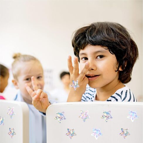 500 PCS Holographic Silvery Star Stickers, Self Adhesive Metallic Glitter Foil Stickers Reflective Star Stickers Reward Behavior Chart Labels for Kids Students Teachers Supplies (Each Measures 1") in Saudi Arabia