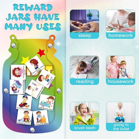 Qunclay Reward Chart for Kids, Reward Jar for Toddlers, Behavior Reward Chart and Chore Chart for Boys Girls Good Behavior Home Training Rewards Jar Motivate Responsibility Xmas Gift (Astronaut Style) in Saudi Arabia