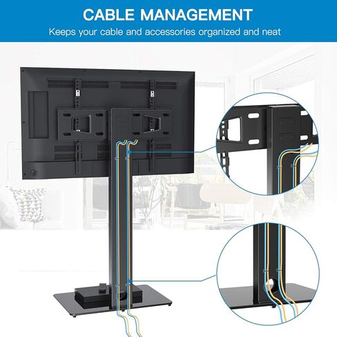 حامل / قاعدة تلفزيون أرضية عالمية من PERLESMITH مع حامل دوار لمعظم أجهزة تلفزيون LCD LED مقاس 37-70 بوصة - ارتفاع قابل للتعديل، إدارة الكابلات وتوفير المساحة، VESA 600x400 مم، مثالي للزاوية وغرفة النوم PSFS01 in Kuwait