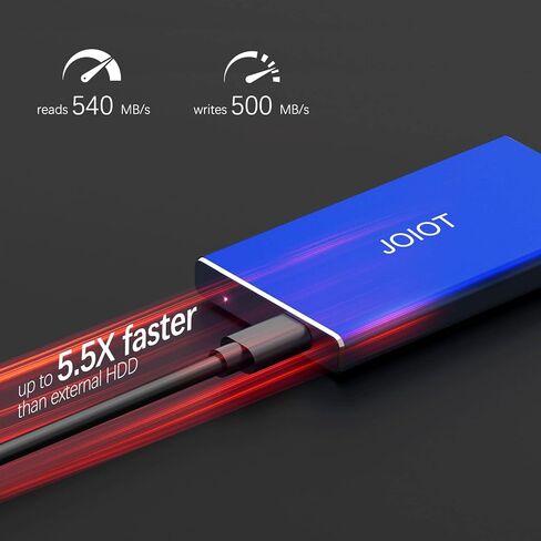 محرك أقراص SSD خارجي محمول بسعة 1 تيرابايت - محرك أقراص ثابتة خارجي يصل إلى 540 ميجابايت/ثانية، محرك أقراص SSD خارجي USB 3.1 Gen 2 فائق النحافة، أزرق in Kuwait