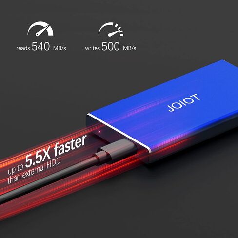 محرك أقراص SSD خارجي محمول بسعة 1 تيرابايت - محرك أقراص ثابتة خارجي يصل إلى 540 ميجابايت/ثانية، محرك أقراص SSD خارجي USB 3.1 Gen 2 فائق النحافة، أزرق in Kuwait