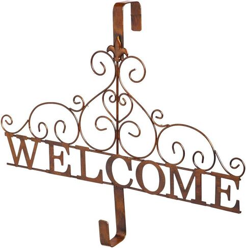 Evergreen Rustic Metal Bronze Welcome Wreath Holder Indoor Outdoor 18" Wide x 15" High in Kuwait