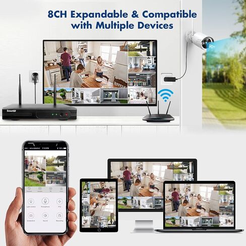 Wireless Security Camera System with 1TB Hard Drive, Security Cameras 1080P with 24/7 Video Audio Recording, IP66 Weatherproof Indoor Outdoor Camera, Plug and Play, Remote Access, Motion Detection in Saudi Arabia