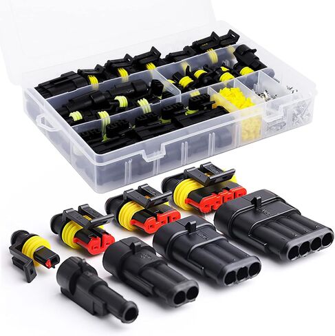 AutoEC 352 قطعة 26 مجموعة من الموصلات الكهربائية 22-16 AWG، محطات توصيل الأسلاك الكهربائية للسيارات والدراجات النارية المقاومة للماء، 1 2 3 4 دبوس لشاحنة قابس توصيل السيارة وموصل قابس الإشعال in Kuwait