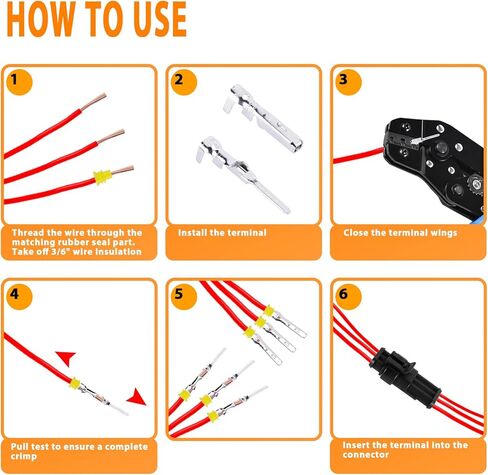 AutoEC 352 قطعة 26 مجموعة من الموصلات الكهربائية 22-16 AWG، محطات توصيل الأسلاك الكهربائية للسيارات والدراجات النارية المقاومة للماء، 1 2 3 4 دبوس لشاحنة قابس توصيل السيارة وموصل قابس الإشعال in Kuwait