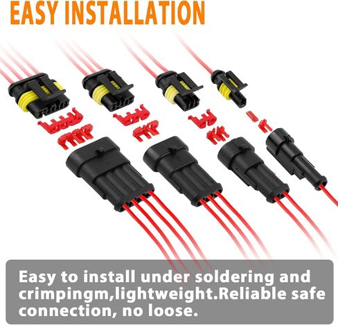 AutoEC 352 قطعة 26 مجموعة من الموصلات الكهربائية 22-16 AWG، محطات توصيل الأسلاك الكهربائية للسيارات والدراجات النارية المقاومة للماء، 1 2 3 4 دبوس لشاحنة قابس توصيل السيارة وموصل قابس الإشعال in Kuwait