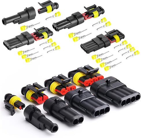 AutoEC 352 قطعة 26 مجموعة من الموصلات الكهربائية 22-16 AWG، محطات توصيل الأسلاك الكهربائية للسيارات والدراجات النارية المقاومة للماء، 1 2 3 4 دبوس لشاحنة قابس توصيل السيارة وموصل قابس الإشعال in Kuwait