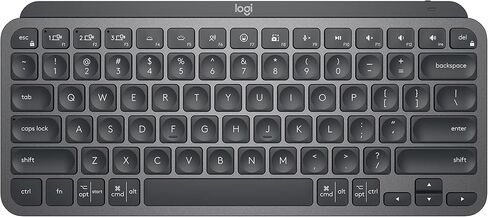 لوحة مفاتيح Logitech MX Keys Mini Minimalist اللاسلكية المضيئة، مدمجة، بلوتوث، إضاءة خلفية، USB-C، متوافقة مع Apple macOS، iOS، Windows، Linux، Android، هيكل معدني - جرافيت (متجدد) in Saudi Arabia