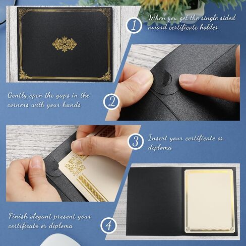 Harloon 100 Pcs Graduation Certificate Holders 8.5 x 11 Diploma Holders Cardstock Document Holder with Gold Foil Border for Letter Size Certificates Document Diploma Competition Awards(Black) in Saudi Arabia