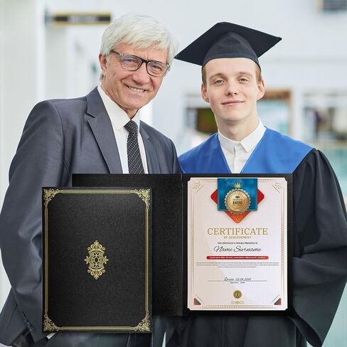 Harloon 100 Pcs Graduation Certificate Holders 8.5 x 11 Diploma Holders Cardstock Document Holder with Gold Foil Border for Letter Size Certificates Document Diploma Competition Awards(Black) in Saudi Arabia