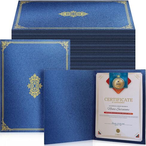 Harloon 100 Pcs Graduation Certificate Holders 8.5 x 11 Diploma Holders Cardstock Document Holder with Gold Foil Border for Letter Size Certificates Document Diploma Competition Awards(Black) in Saudi Arabia