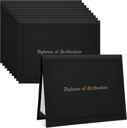 10 Pcs Graduation Imprinted Diploma Holder 8.5''x 11'' Diploma Cover Black Graduation Padded Certificate Holder Smooth Leatherette Certificate Covers Letter Size Diploma Folder for College School in Saudi Arabia