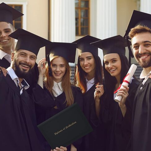 10 Pcs Graduation Imprinted Diploma Holder 8.5''x 11'' Diploma Cover Black Graduation Padded Certificate Holder Smooth Leatherette Certificate Covers Letter Size Diploma Folder for College School in Saudi Arabia