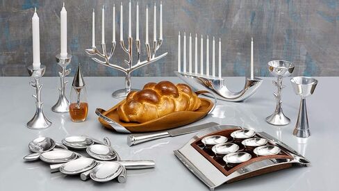 nambe Tree of Life Menorah | 13.5 x 9-Inch Hannukah Menorah | Made of nambe Alloy | Decorative Menorahs for Chanukah | Holds The Traditional 9 Candles | Designed by Marilyn Davidson in Saudi Arabia