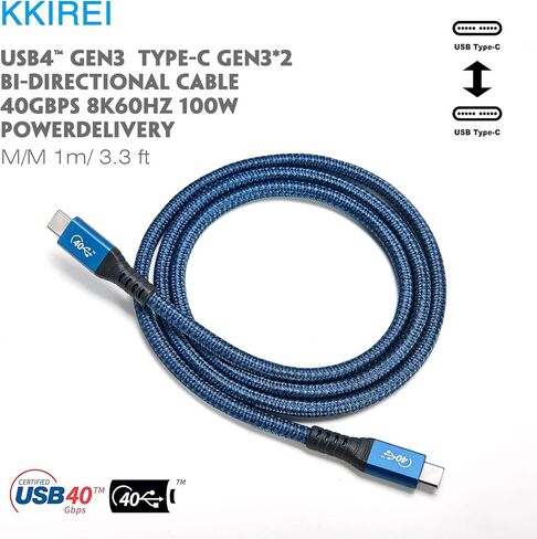 [Intel Certified USB 4 Cable for Thunderbolt 4 Cables, 3.3FT/1M USB-C Cable 40Gbps Data Transfer and 100W 20V/5A Charging Power, Compatible with Thunderbolt 3, 4, USB-C, USB4 Devices in Saudi Arabia