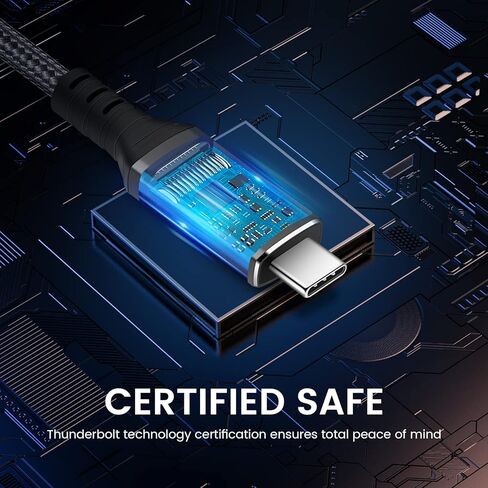 كابل NAMCIM Thunderbolt 4 (1.64 قدم)، كابل USB4 يدعم الشحن السريع 120 وات/نقل بيانات 40 جيجابت في الثانية/شاشة 8K، كابل USB C إلى USB C، معتمد من Intel Thunderbolt لأجهزة MacBooks من النوع C، iPad Pro، Hub، Dock in Kuwait