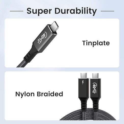 كابل NAMCIM Thunderbolt 4 (1.64 قدم)، كابل USB4 يدعم الشحن السريع 120 وات/نقل بيانات 40 جيجابت في الثانية/شاشة 8K، كابل USB C إلى USB C، معتمد من Intel Thunderbolt لأجهزة MacBooks من النوع C، iPad Pro، Hub، Dock in Kuwait