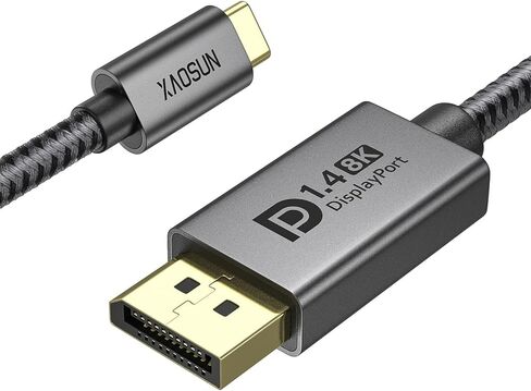 كابل XAOSUN USB C إلى DisplayPort 1.4 [8K@60 هرتز 4K@165 هرتز 2K@240 هرتز]، كابل Thunderbolt 4/3 إلى DisplayPort USB C إلى DP 1.4 يدعم 32.4 جيجابت في الثانية متوافق مع MacBook وiPad وMac Mini وGalaxy وXPS 17 6.6FT in Kuwait