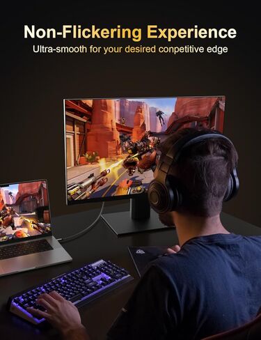 كابل XAOSUN USB C إلى DisplayPort 1.4 [8K@60 هرتز 4K@165 هرتز 2K@240 هرتز]، كابل Thunderbolt 4/3 إلى DisplayPort USB C إلى DP 1.4 يدعم 32.4 جيجابت في الثانية متوافق مع MacBook وiPad وMac Mini وGalaxy وXPS 17 6.6FT in Kuwait