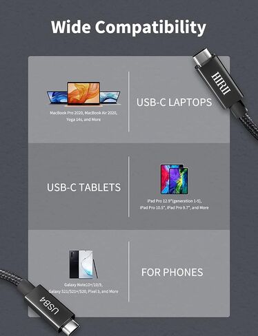 كابل USB4، USB4 متوافق مع كابل Thunderbolt 4 بطول 3.3 أقدام / 1 متر يدعم شاشة 8K / نقل بيانات بسرعة 40 جيجابت في الثانية / شحن 100 واط مع Thunderbolt 4، USB4، Thunderbolt 3، USB-C (معتمد) in Saudi Arabia