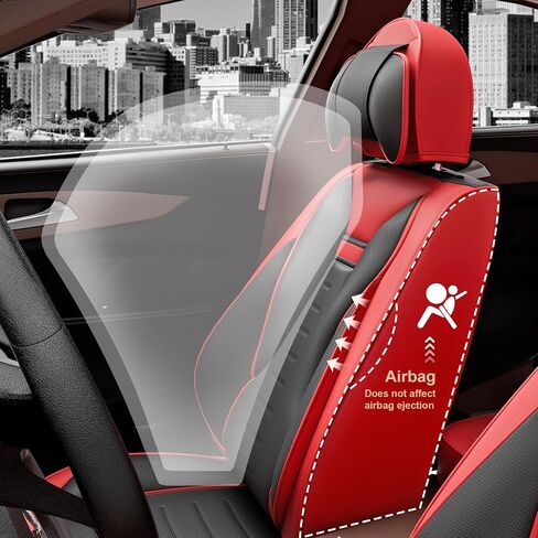 ASLONG 5PCS Angel Wings Front and Back Car Seat Covers Auto Interior Accessories with Water Proof Nappa Leather for Cars SUV Pick-up Truck Universal Comfortable and Breathable (Full Set, Martha Red) in Saudi Arabia