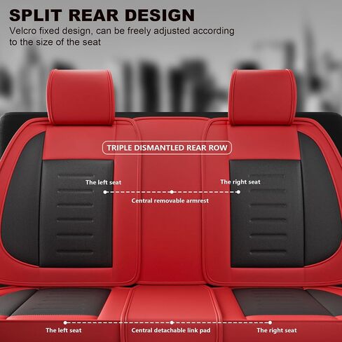 ASLONG 5PCS Angel Wings Front and Back Car Seat Covers Auto Interior Accessories with Water Proof Nappa Leather for Cars SUV Pick-up Truck Universal Comfortable and Breathable (Full Set, Martha Red) in Saudi Arabia