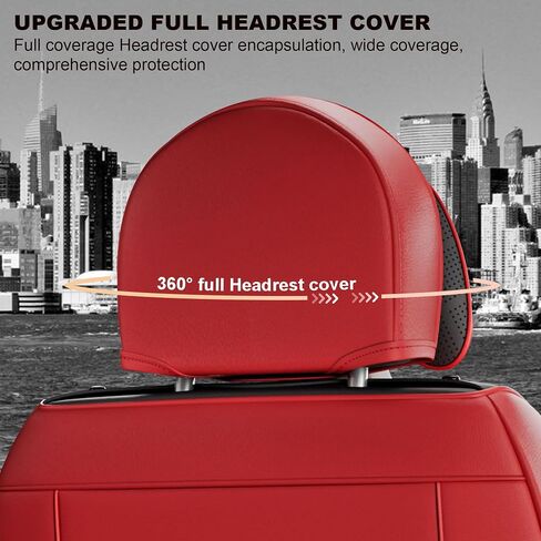 ASLONG 5PCS Angel Wings Front and Back Car Seat Covers Auto Interior Accessories with Water Proof Nappa Leather for Cars SUV Pick-up Truck Universal Comfortable and Breathable (Full Set, Martha Red) in Saudi Arabia