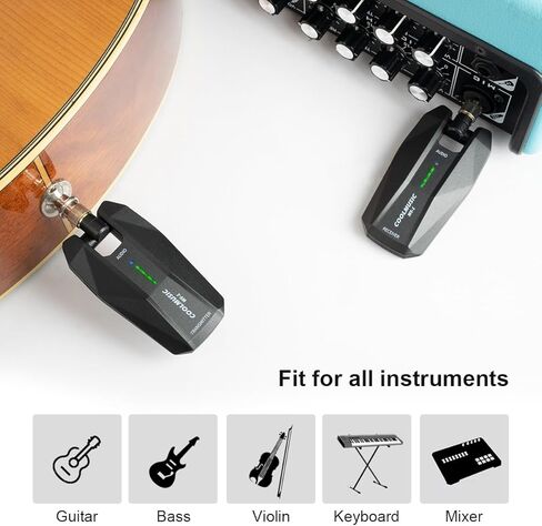 نظام جيتار لاسلكي من Coolmusic 5.8 جهاز استقبال إرسال جيتار لاسلكي قابل لإعادة الشحن جهاز استقبال إرسال لاسلكي 4 قنوات نطاق نقل للجيتار الكهربائي in Kuwait