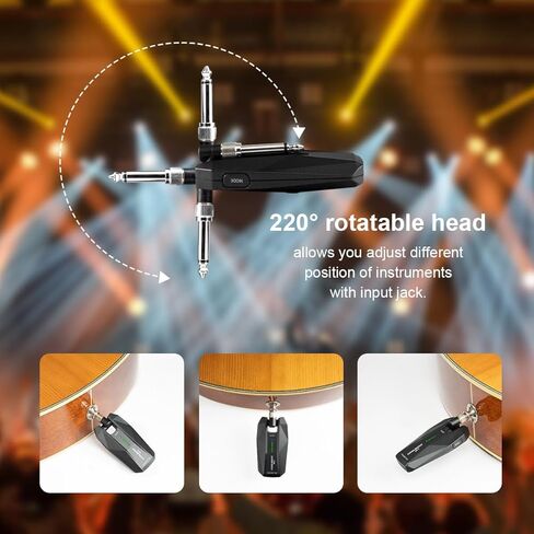 نظام جيتار لاسلكي من Coolmusic 5.8 جهاز استقبال إرسال جيتار لاسلكي قابل لإعادة الشحن جهاز استقبال إرسال لاسلكي 4 قنوات نطاق نقل للجيتار الكهربائي in Kuwait