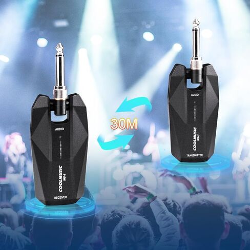 نظام جيتار لاسلكي من Coolmusic 5.8 جهاز استقبال إرسال جيتار لاسلكي قابل لإعادة الشحن جهاز استقبال إرسال لاسلكي 4 قنوات نطاق نقل للجيتار الكهربائي in Kuwait